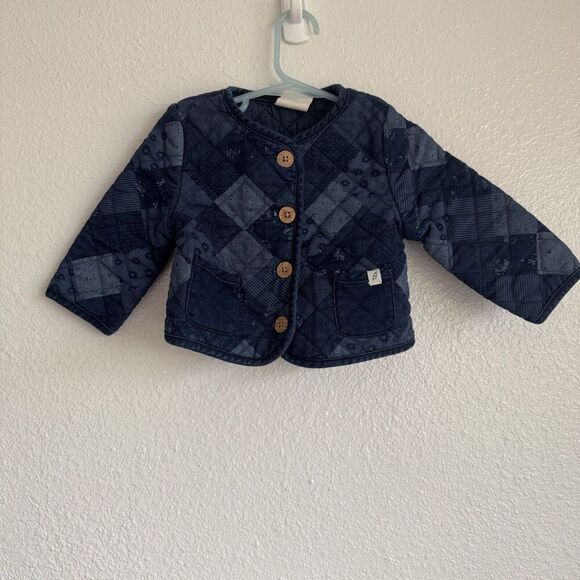 Easy Peasy Indigo Quilted Jacket Size 18 Months Jean Patchwork Real Pockets - Picture 1 of 11